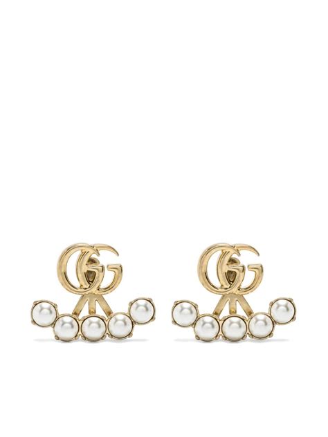 gucci pearl double g stud earrings|gucci double g stud earrings.